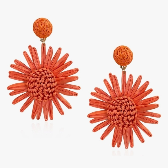 Jewelry - Lightweight Rattan Boho Statement Earrings- Orange-NEW!